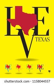 Love Texas with map logo design concept, vector EPS 10.
