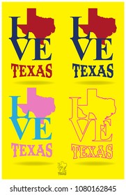 Love Texas with Map, Vector EPS 10.