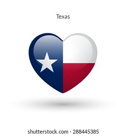 Love Texas State Symbol. Heart Flag Icon. Vector Illustration.