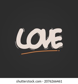 "love" text in balloon or lettering style on a black background, for logos, valentine's day, for loved ones and cards