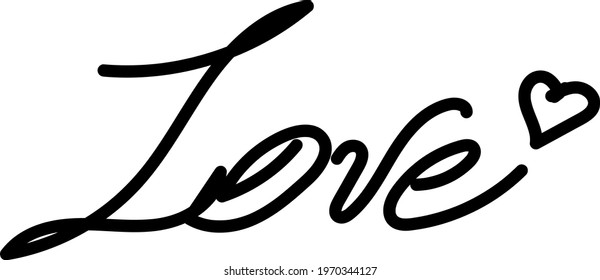 Love text, continuous line hand drawn. Vector illustration isolated on white background.