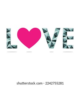 love text creative design with geometric style. Decoration for wedding and Valentine's Day. Vector illustration.