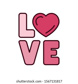 Love text design, Passion romantic valentines day wedding romance decoration theme Vector illustration