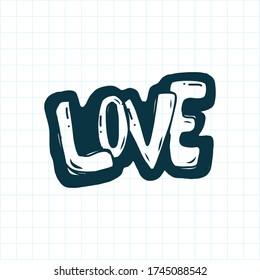 love text with doodle syle