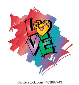   "love" text doodles