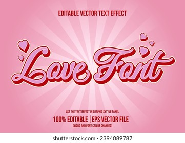 Love text effect 3d style editable font effect with pink gradient background