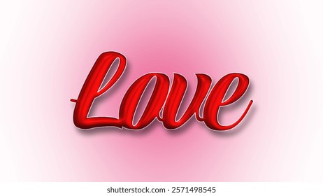 Love text effect. 3d style valentine template graphic. Love text style editable font effect. Simple cute pink gradient background. 