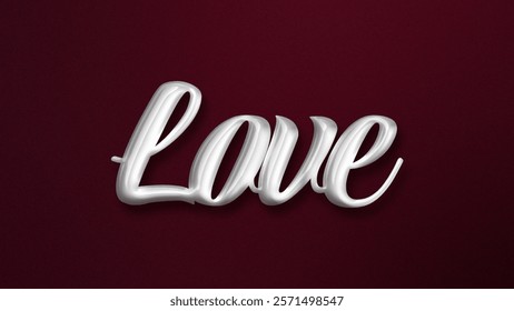 Love text effect. 3d style valentine template graphic. Love text style editable font effect. Simple cute dark gradient background. 