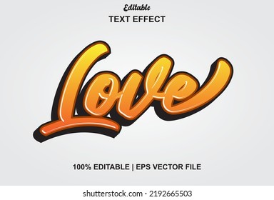 Love Text Effect With Orange Color Editable.