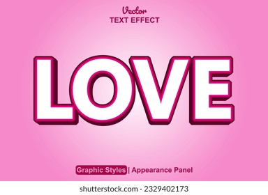 love text effect with orange graphic style and editable.