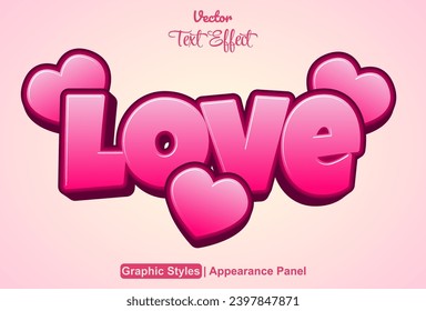 love text effect with pink graphic style and editable.