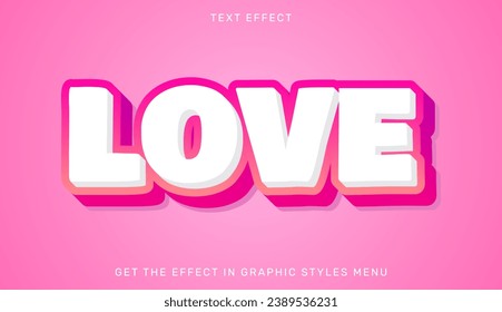 Love text effect template in 3d design