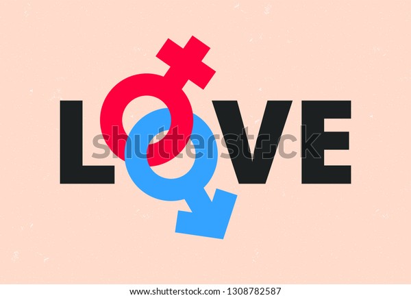 Love Text Female Male Sex Symbol Stock Vector Royalty