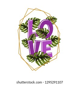 LOVE text with floral background