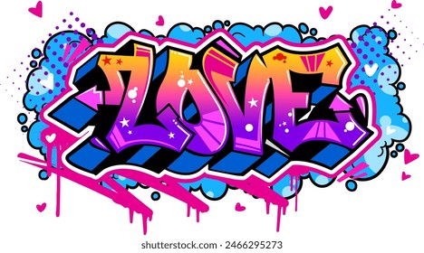 Love text in graffiti art text vector illustration