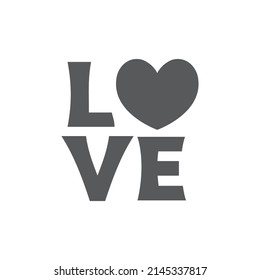 Love text with heart icon. 