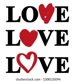 Love Text Heart Logo Collection Vector Stock Vector (Royalty Free ...