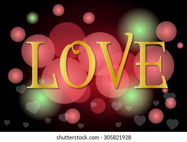  love text in heart red dark background