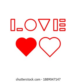 Love text icon isolated on white background. Valentines day greeting card vector illustration