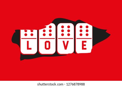 love text illustration in domino for t shirt  design vector