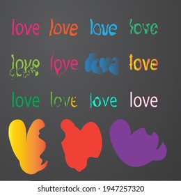love text with images set