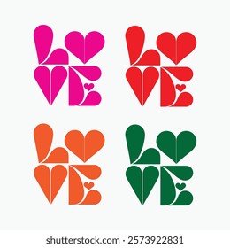 LOVE  text, love Lettering vector illustration