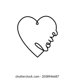 Texto de amor con corazón de línea	