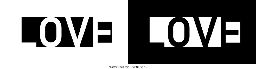 Texto de amor. Logotipo de amor. Me encanta el blanco y el negro. Moderno minimalismo de letras en blanco y negro. Ilustración del vector