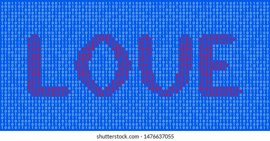 Love text made of binary numbers. Tech love concept Vector Illustration EPS 10