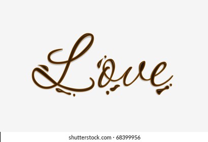 Love text made of chocolate vector design element.