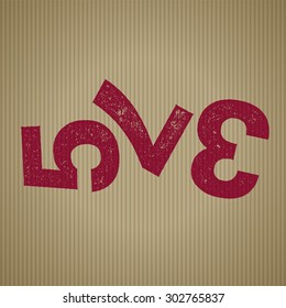 love text made of numbers. recycled paper. vector illustration