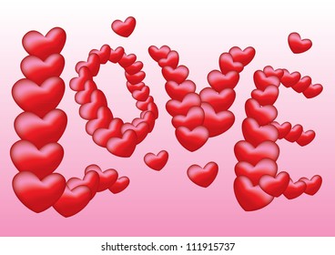 Love text make up of vector hearts