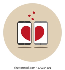 love text messages. phone. Valentine's Day. flat design.