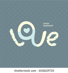 Love text in Modern style on dark background. Cute lettering for wedding invitation and template for St. Valentine's day greeting cards. Calligraphic design element.