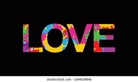 Love text multicolored Vector illustration