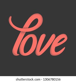 Love text on a dark background. Logo template for internet symbols, banners, flyers, the inscription on the T-shirt.
