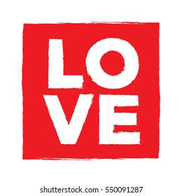 love text on grunge square box