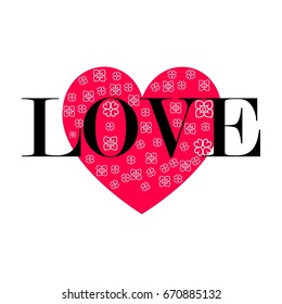 Love text on heart