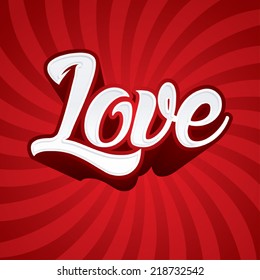 Love text on red background, Vector.