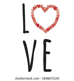 love text print with heart - vector image