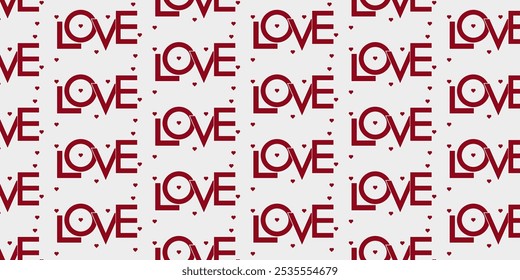 Love text quote seamless pattern illustration. Cute romantic background wallpaper print. Valentine's Day.