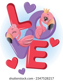 Texto de amor aislado con Little Flamingo