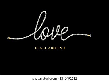 Love Text with Rope is all around rope design vector