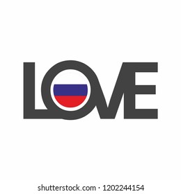 Love text with Russian flag. Patriot design. vector