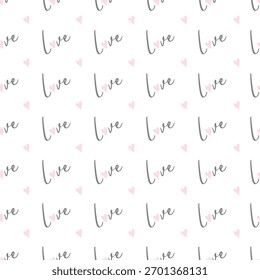 Love text seamless pattern background. Valentine's day seamless repeatable pattern design vector illustration
