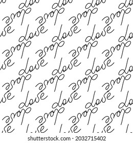 Love text Seamless pattern. Text backgrounds applicable in printing, textiles, art objects, clothing, wallpaper