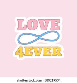Love text sticker flat icon vector illustration design