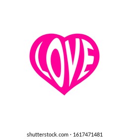 Love text with love symbol vector illustration. black and pink color