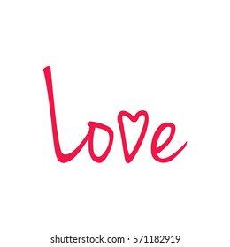 love text thin line red icon on white background, happy valentine day