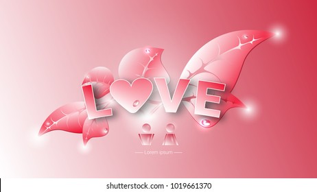 Love text. Valentine's day conception. Vector illustration